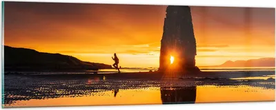 Produktbild von Bilder auf glas - Meer Felsen Wasser - 90x30cm - Glasbilder - Wandbilder - Kunstdruck - zum Aufhängen bereit - Wanddekoration aus Glas - Glas Bilder - Wandbild auf Glas - Einteilig - GAB90x30-3954