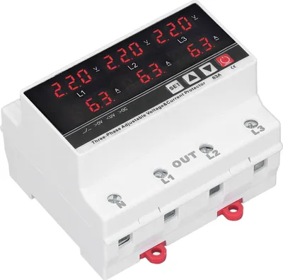 Obrázek produktu pro Podpěťová ochrana DIN lišta Nastavitelný nadproudový chránič AC120V?300V 63A 3 fáze 3 vodiče 4 vodiče