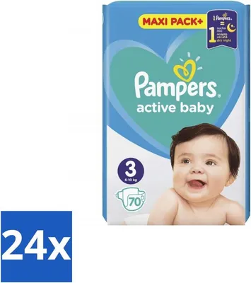 Obrázok produktu pre Pampers – Plienky – Active Baby veľkosť 3 – 70 plienok – výhodné balenie – 24 kusov