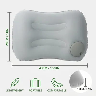 Imagen del producto de Almohadas inflables para el cuello, 2 unidades, color gris y azul oscuro, ideales para avión y tren
