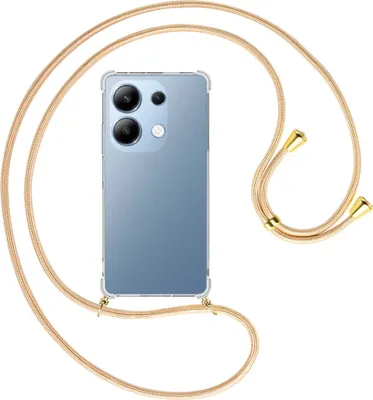 Produktbild von Handykette Backcover-Schutzhülle mit Band (Metall goldfarben) für Xiaomi Poco M6 Pro (6.67'') - Goldkordel