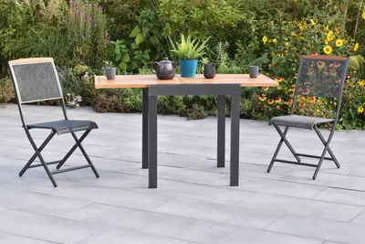 Produktbild von Merxx Gartenmöbel Set Patmos 3tlg., 2 Klappstühle, 1 Balkonausziehtisch, Aluminium/Stahl/Akazie