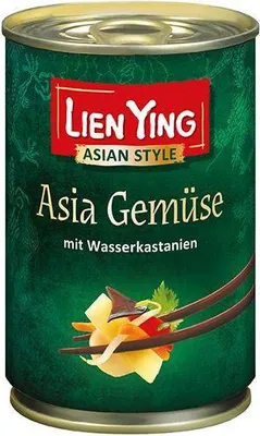 Produktbild von Lien Ying Asia-Gemüse mit Wasserkastanien 400g Dose Gemüsemischung mit Mu Err Pilzen