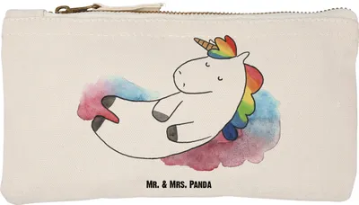 Produktbild von Mr. & Mrs. Panda Pouch Einhorn Wolke 7 Größe S Klein - Weiß - Geschenk, Etui, Kulturtasche, Federmappe, kosmetiktäschchen, Federtasche, Menschen, Lächeln, Lustig, Unicorn