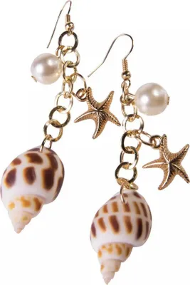 Productafbeelding van Bristol Novelty - Oorbellen "Zeemeermin" - Kunststof, metaal, model BN5966 (one size) (goud/wit)