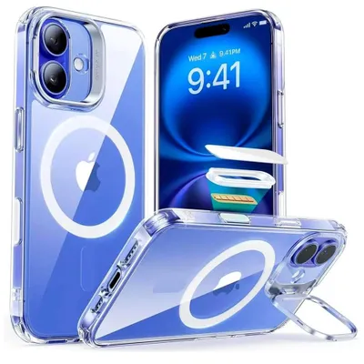 Obrázok produktu pre ESR – Classic Hybrid HaloLock puzdro so stojanom pre iPhone 16 – priehľadné