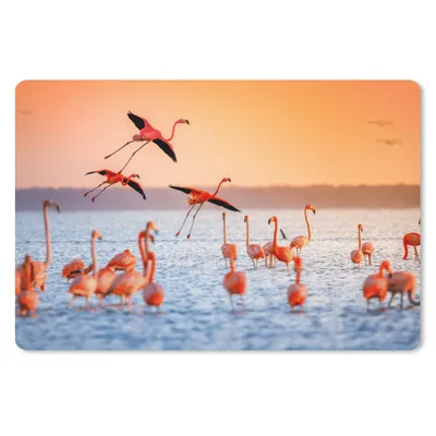 Produktbild von MuchoWow® Mauspad Mousepad Vogel - Flamingo - Wasser - Sonnenuntergang - Rosa 27x18 cm - Mousepads - Maus Mat - Pad - Mausunterlage - Büroartikel - Desk Matten