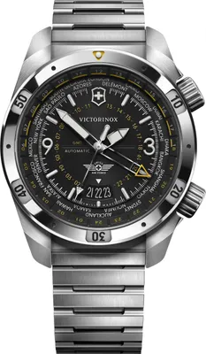 Produktbild von Victorinox Armbanduhr 242004 Fliegeruhr Automatik Saphirglas 200m wasserdicht Weltzeitfunktion silber