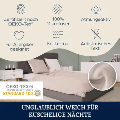 Produktbild von sleepwise Bettwäsche 240x220 Sommer Bettwäsche 3tlg- , Traumhaft Weich, Atmungsaktiv, Bügelfrei & Knitterfrei - Bettbezug Set aus gebürsteter Mikrofaser mit 65x65cm Kissenbezüge,Taupe/Weiß