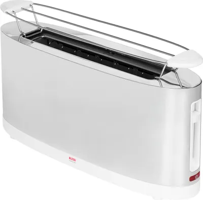 Produktbild von Alessi SG68 W Design Toaster mit Brötchenaufsatz, aus Edelstahl und PC, weiß (SG68 W)
