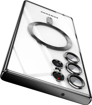 Obrázek produktu pro Pouzdro pro Samsung Galaxy S23 Ultra Magnetické Ultra Tenké Průhledné Pouzdro s Magsafe a Ochranným Krytem na Kameru černé