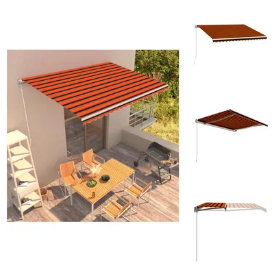 Immagine prodotto di vidaXL Tenda da sole retrattile a comando manuale 450 x 300 cm arancione e marrone - Tende da sole