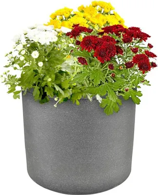 Produktbild von Blumenkübel "Kubus" Übertopf Outdoor ø39cm H33cm Pflanzengefäß grau mit Rollen