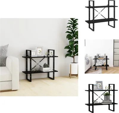 Zdjęcie produktu dla vidaXL Regał na książki 2 przegrody czarny 80x30x70 cm lite drewno sosnowe - Regały i półki na książki