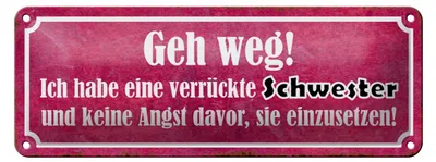 Produktbild von Blechschild Spruch 27x10cm ich habe eine verrückte Schwester Dekoration