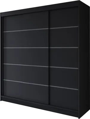 Produktbild von Easy4You R7 200 cm Schwarz Schiebetüren Kleiderschrank 200x215x58 cm Schlafzimmermöbel, Aufbewahrung - Mehrzweckschrank - Farbe: Schwarz