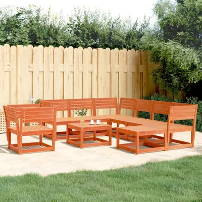 Produktbild von Design 8-tlg. Garten-Lounge-Set Wachsbraun Massivholz Kiefer, Gartenmöbel-Sets 2024 Neu