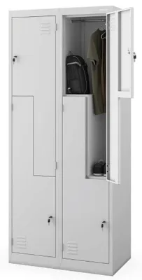 Produktbild von Umkleideschrank Spind JULIA 4 Abteile mit Lüftungsschlitze | Umkleidespind Metall Schließfachschrank Garderobenspind 185x80x45cm Stahl