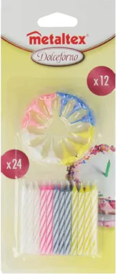 Immagine prodotto di Candele per torte Metaltex 24 pezzi + 12 supporti
