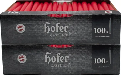 Immagine prodotto di HOFER candele taper rosso papavero 200 pezzi - Ø 2,3 x 25 cm - 7h di autonomia - senza gocciolamento e senza profumo