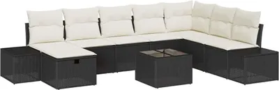 Produktbild von vidaXL Gartensofa-set 9 stk. Schwarz Poly-Rattan