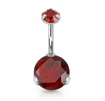 Produktbild von Taffstyle Bauchnabelpiercing Bauchnabelpiercing Schmuck Stecker Doppel Kristall Kugel Innengewinde, Rot