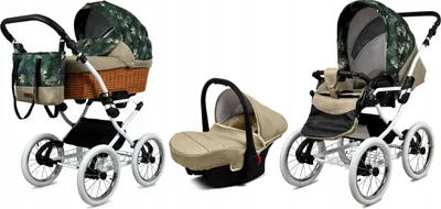 Produktbild von Babylux® Classic White | 3in1 Kinderwagen Set | Fern Leaf | Kombikinderwagen | Kinderwagenset |