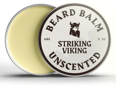 Produktbild von Striking Viking Bartbalsam für Männer, Bartpflege und Styling mit leichtem Halt, mit Sheabutter, Bienenwachs und Jojobaöl, 59 ml, Unscented