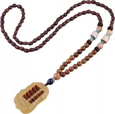 Produktbild von Holz Halskette NEPAL BUDDHIST MALA Amulett PERLEN Handgefertigt TIBET