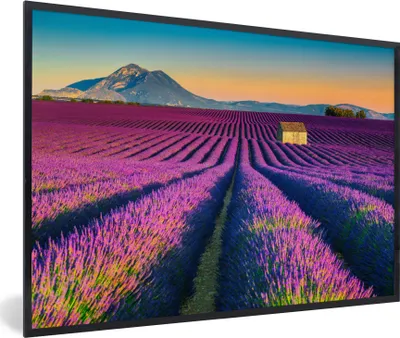 Produktbild von MuchoWow® Gerahmtes Poster Lavendel - Berg - Blumen 30x20 cm - Poster mit Schwarzem Bilderrahmen Wandposter Rahmen Foto Bilder - Kunstdruck - Bild-Poster