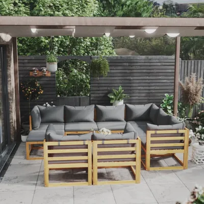 Zdjęcie produktu dla Maison Exclusive – 10-częściowy zestaw ogrodowy z poduszkami, wykonany z litego drewna akacjowego