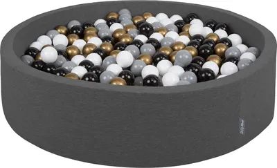 Produktbild von KiddyMoon Bällebad Kinder groß 120x30cm 1000 Bunte Bälle ∅7cm - Baby Spielzeug Bällepool Plastikbälle für Bällebad Baby Zimmer - Dunkelgrau