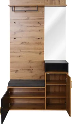 Produktbild von Merax Garderobe “Dike” Wildeiche, Flurgarderobe Kompaktgarderobe Flurmöbel mit Spiegel