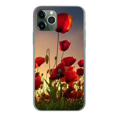 Produktbild von MuchoWow® Handyhülle Schutzhülle Hülle für iPhone 11 Pro Bunter Himmel über einem Mohnblumenfeld in Dänemark Silikon Softcase Handy Hülle - Handy