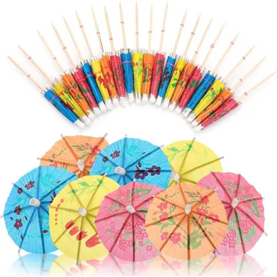 Immagine prodotto di 50 ombrellini per cocktail, 10 cm, colorati, in carta, ideali per feste e bevande