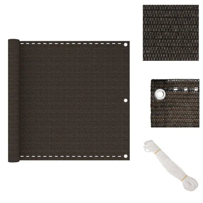Productafbeelding van vidaXL Balkonscherm, bruin, 90x400 cm, HDPE - Zonneschermen & zonwering