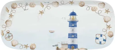 Produktbild von Servierplatte BLUE LIGHTHOUSE Leuchtturm 40x17,5cm aus Porzellan Easy Life