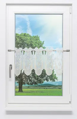 Produktbild von Scheibengardine Plauener Spitze - Perlmuscheln  (Bx H) 130.40cm * 30cm Beige/sand