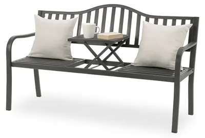 Image de Ensemble de table et chaises (3 pièces) - Ensemble de table de bistrot - Ensemble pour balcon - Mobilier de jardin - Ensemble de mobilier d'extérieur - Aluminium