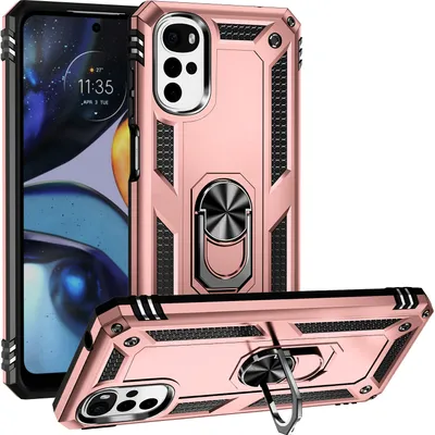 Produktbild von Moto G22 Hülle, Dual Layer Robust Militäre Schutzhülle mit Ringhalterung Ständer für Motorola Moto G22 Pink