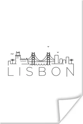 Produktbild von MuchoWow® Poster Skyline "Lissabon" vor weißem Hintergrund 20x30 cm - Papierdruck