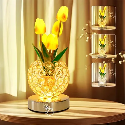 Produktbild von LED Tulpen Tischlampe Dimmbar, Kunstblume, Aufladbar, Touch, Geschenk