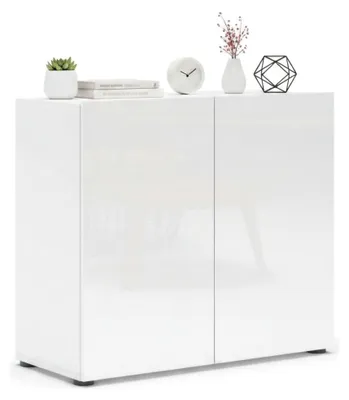 Produktbild von Kommode Dfaticant, Wohnzimmerbuffet, Wohnzimmer-Sideboard, Moderne Küchen-Speisekammer,  Italy, 90x38h79 cm, Glänzendes Weiß