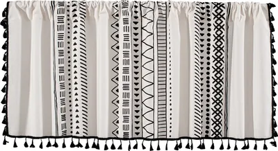 Produktbild von Kurzer Vintage-Vorhang 150 x 91 cm(BXH) Boho Kurzer Gardinen mit Quaste,Weiß