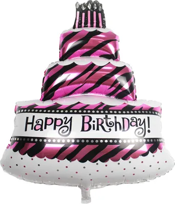 Immagine prodotto di Folienballon Happy Birthday Torte, lila weiß rosa, ca. 45 cm