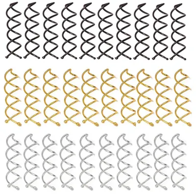 Produktbild von 30x Spiralhaarnadeln - Haarnadeln für Haarknoten - Spiral-Haarspangen - Haarstyling-Zubehör - Für Dutt, Hochsteckfrisuren und verschiedene Frisuren