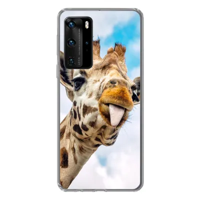 Produktbild von MuchoWow® Handyhülle Schutzhülle Hülle für Huawei P40 Pro Giraffe - Lustig - Zunge - Kinder - Jungen - Mädchen - Kind Silikon Softcase Handy Hülle - Schutz