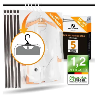 Obrázok produktu pre Solidchoice – 5 vakuových sáčkov na oblečenie s možnosťou zavesenia, šetria priestor