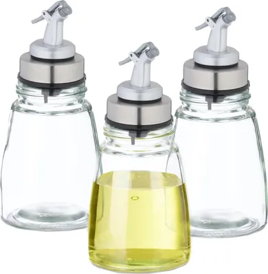 Produktbild von Nachfüllbares Glasölflaschen-Set mit Metallausgießern