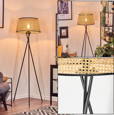 Produktbild von Casalina Stehlampe aus Metall/Rattan in Schwarz/Naturfarben